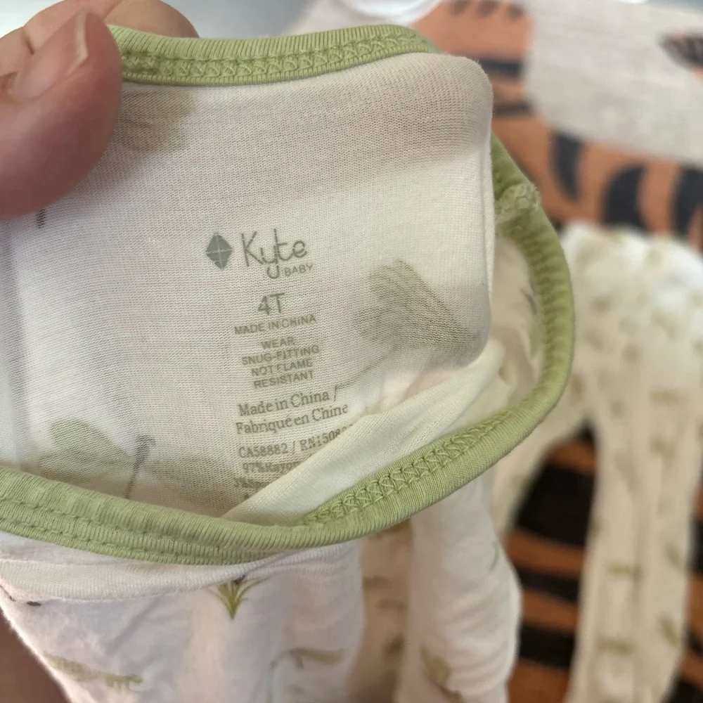 Kyte BABY Cream Pajama Set with Green Dragonfly Print